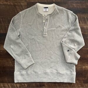 Todd Snyder X champion waffle thermal light Heather gray Henley shirt medium